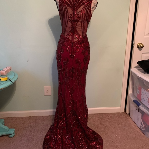 Ritzee Prom Dark Red Sparkle Dress Size 2 - Picture 5 of 9